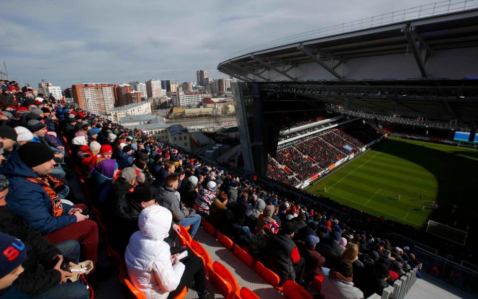 <p>On the outside: Egypt and Uruguay supporters found themselves watching their opening match of the 2018 World Cup under open skies at either end of the stadium, as Russia’s easternmost venue hosted its first game. (Reuters) </p>