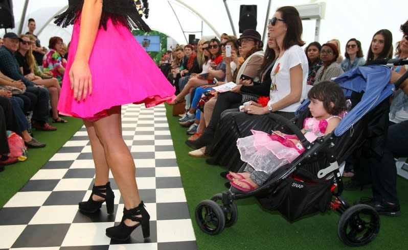 Bloggers and Op Shop volunteers model outfits sourced from recycle clothing stores. Picture: Megan Powel/The West Australian