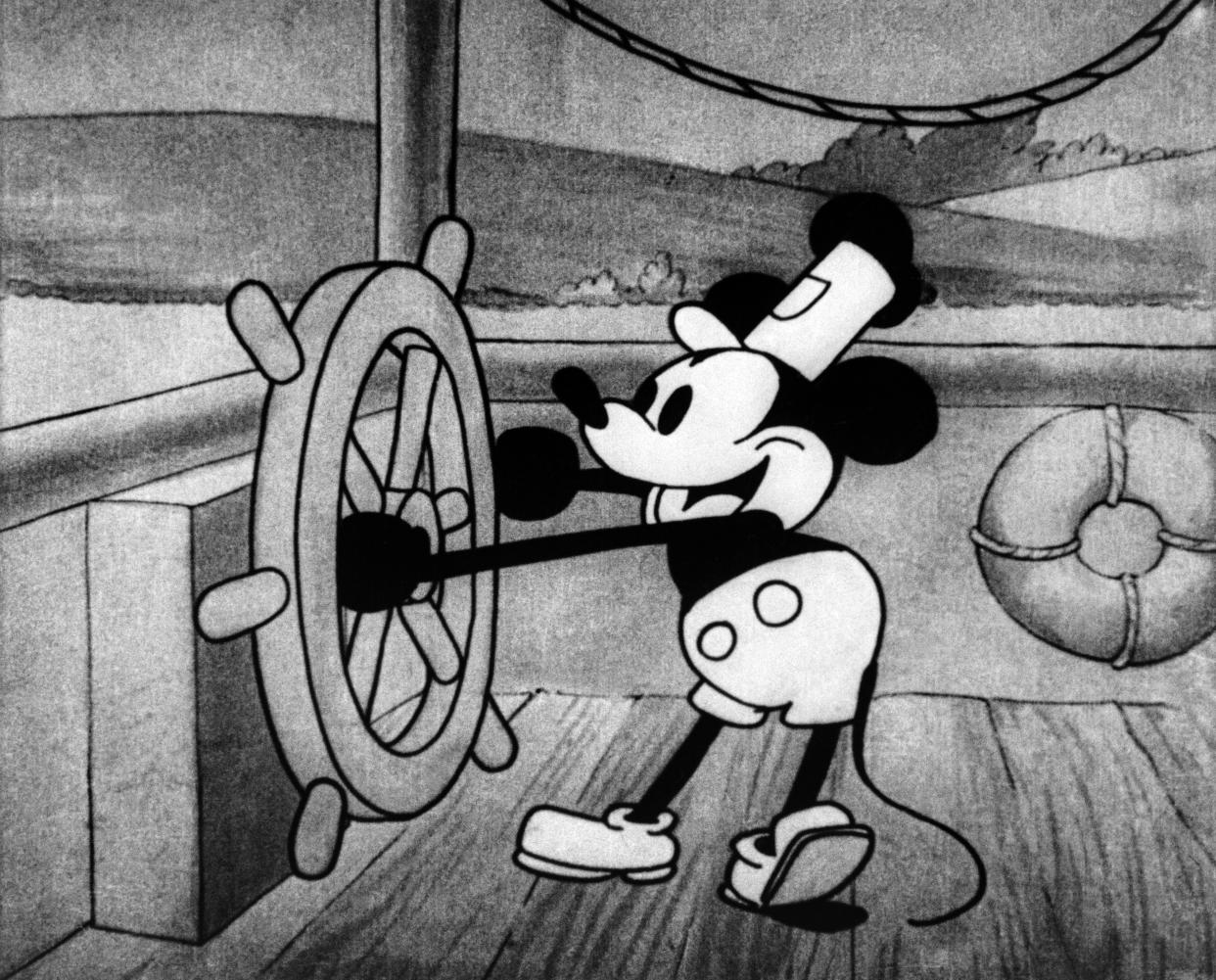 La versión de Mickey Mouse que aparece en “Mickey Mouse: Barco de vapor Willie” entró al dominio público el 1.° de enero de 2024. (vía The New York Times)