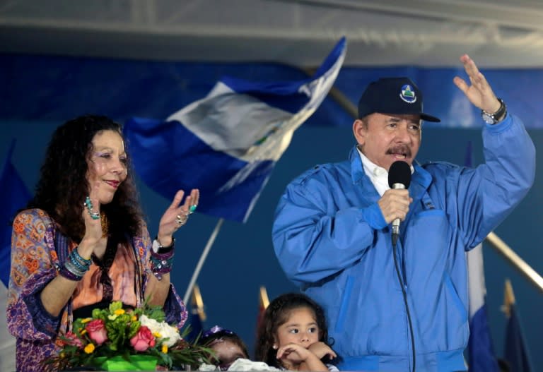 Le président du Nicaragua Daniel Ortega et sa femme, vice-présidente, Rosario Murillo, le 13 octobre 2018 à Managua