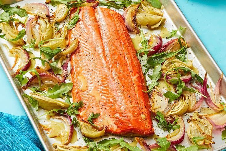 33) Oven-Roasted Salmon with Charred Lemon Vinaigrette