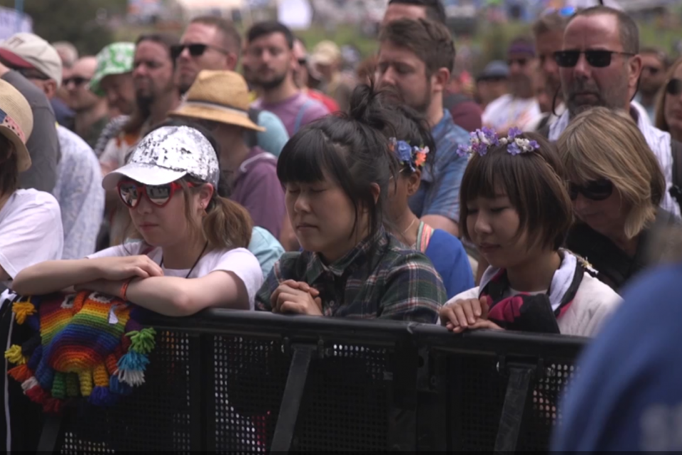 Tribute: crowds stood in silence at the Pyramid Stage