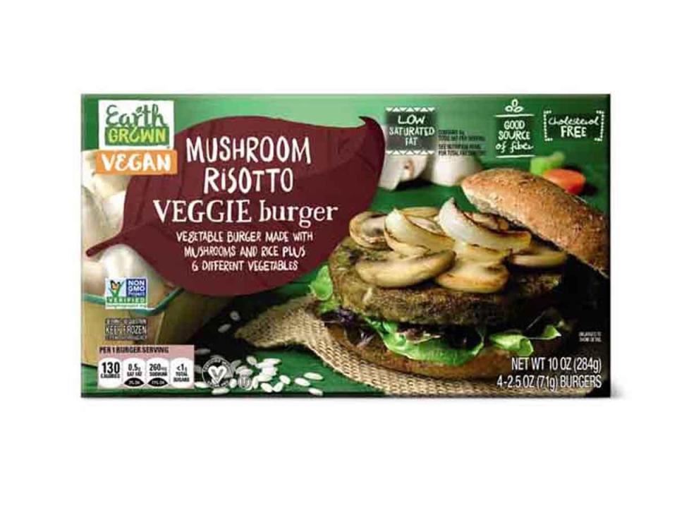 Aldi mushroom risotto veggie burger in greenbox