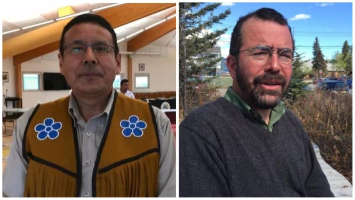 Yellowknives Dene Chief Ernest Betsina, left, and Yukon Conservation Society mining analyst Lewis Rifkind, right, both agreed with parts of an auditor's report that criticized the federal government's handling of contaminated sites in the North. (Sara Minogue/Dave Croft/CBC - image credit)