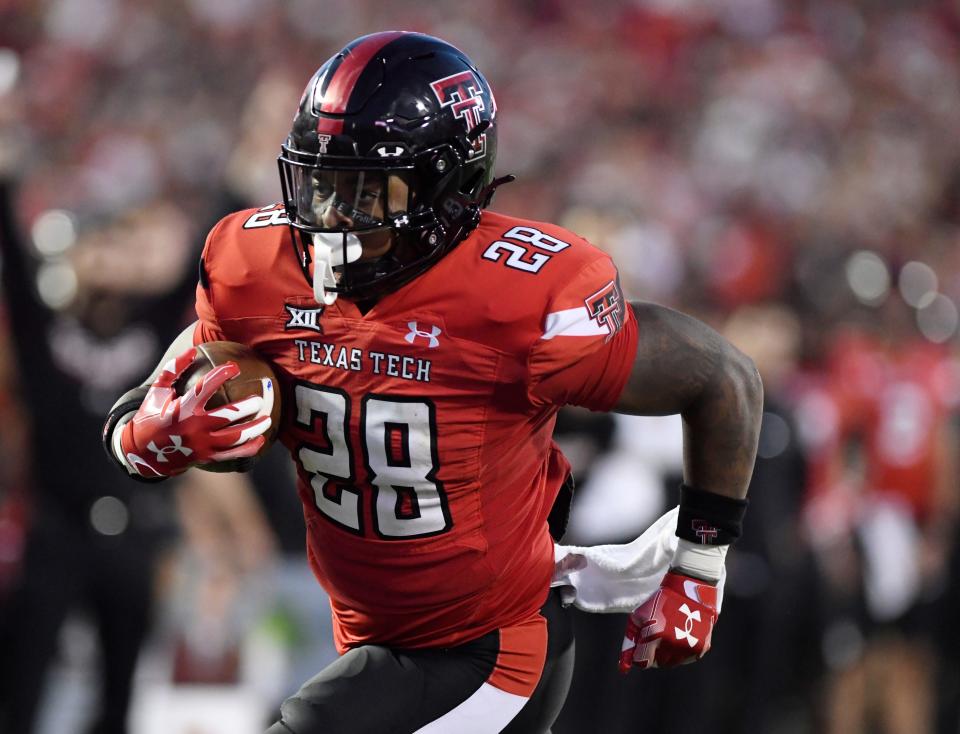 Texas Tech running back Tahj Brooks has run for four touchdowns in the first two games of the season. The Red Raiders visit No. 16 North Carolina State for a game Saturday night.