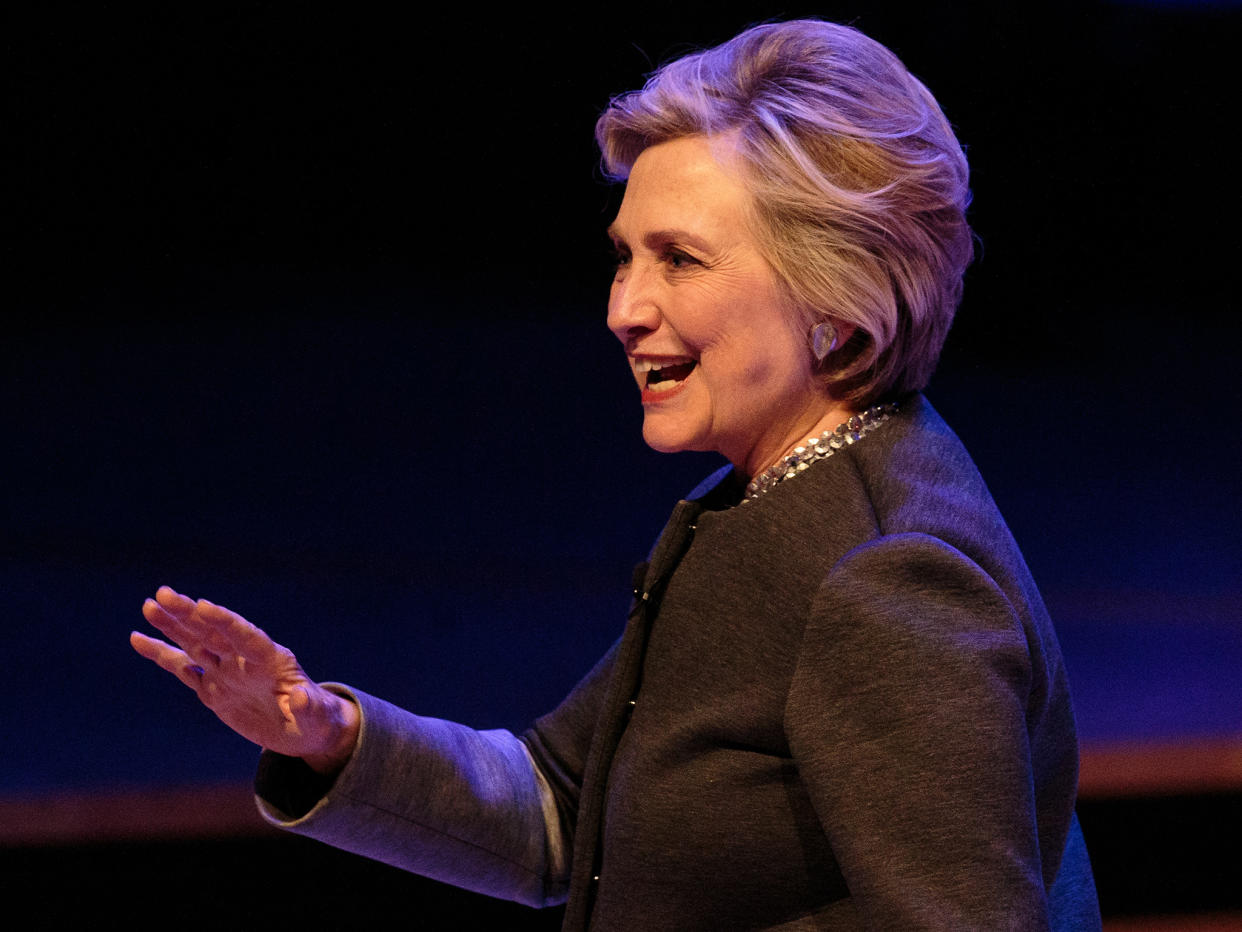 Hillary Clinton was speaking at the Southbank Centre as part of the London Literary Festival: Getty