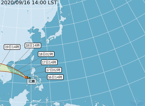 氣象局預報員李孟軒指出，目前位於鵝鑾鼻南南西方海面上的輕度颱風紅霞有逐漸增強的趨勢，但是否會達中度颱風還要再觀察，不過路徑上是往越南移動，對台灣沒有影響。(圖取自氣象局)