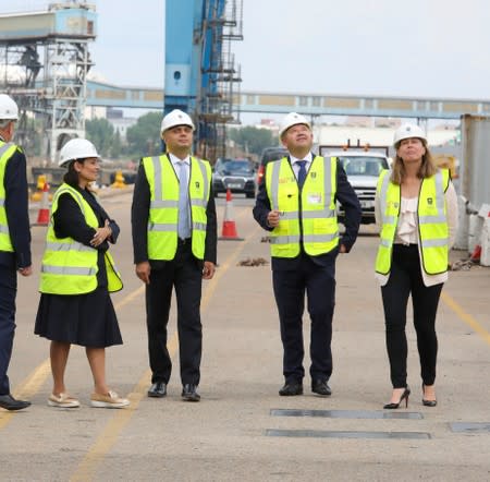 Chancellor of the Exchequer Sajid Javid and Home Secretary Priti Patel visits Tilbury Docks