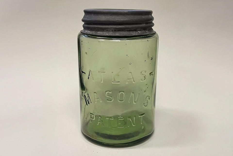 Atlas Mason's Patent Green Tinted Jar with Zinc Lid