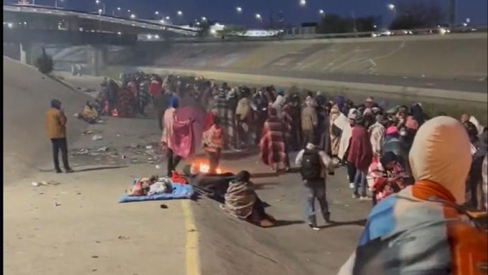 Dec. 13 2022: Migrants camp out in El Paso, Texas.