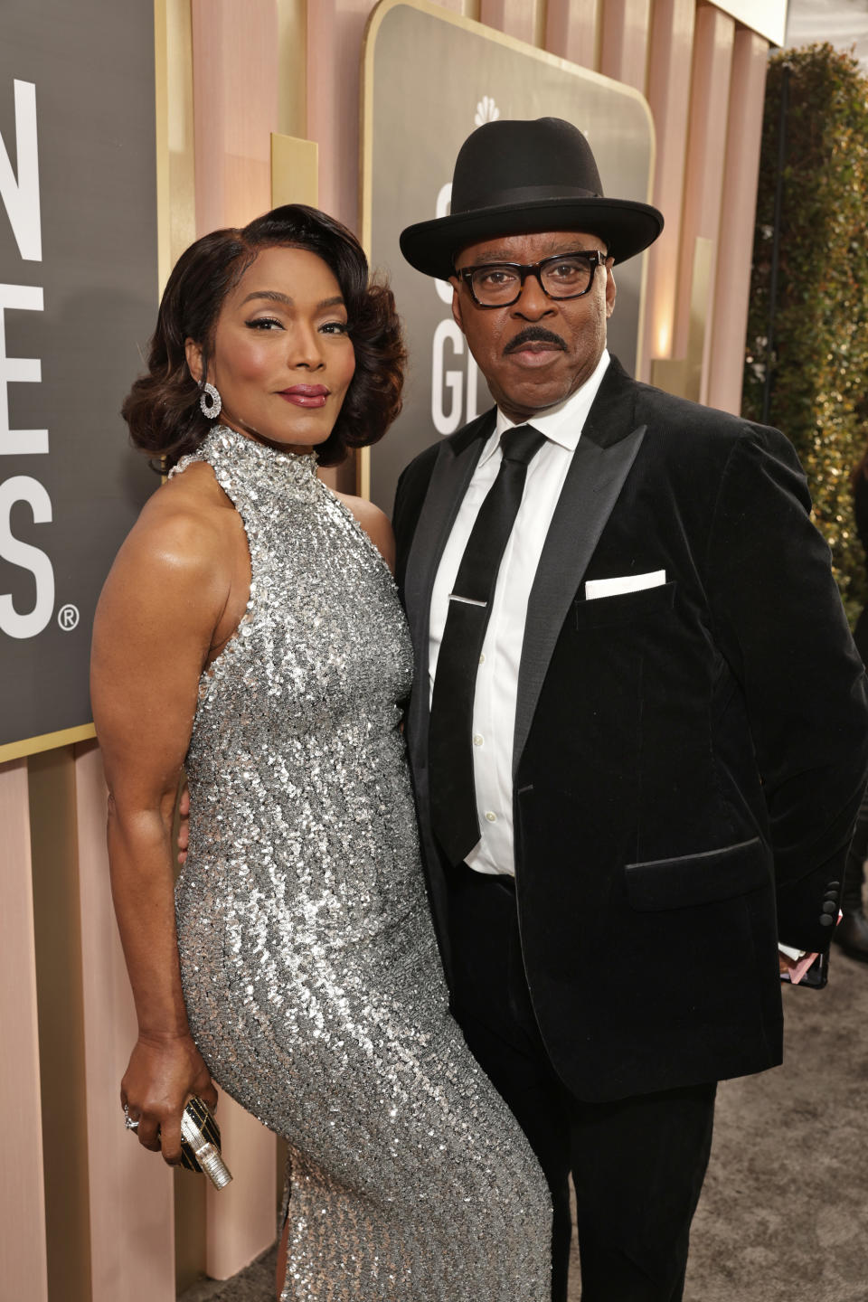 <p>BEVERLY HILLS, CALIFORNIA - JANUARY 10: 80th Annual GOLDEN GLOBE AWARDS -- Pictured: (l-r) Angela Bassett and Courtney B. Vance arrive at the 80th Annual Golden Globe Awards held at the Beverly Hilton Hotel on January 10, 2023 in Beverly Hills, California. -- (Photo by Todd Williamson/NBC/NBC via Getty Images)</p> 