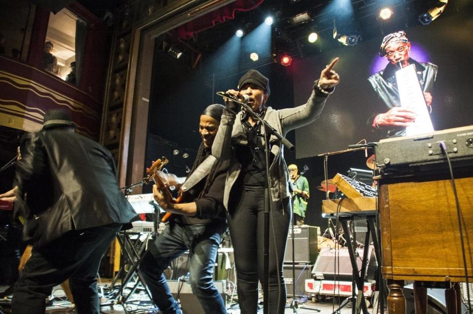 NEW YORK, NY - APRIL 4: Performers take the stage at New York City's Webster Hall at a benefit concert for funk pioneer Bernie Worrell in New York city on Monday, April 4, 2016. (Photo by Sara Boboltz/Huffington Post) *** Local Caption ***