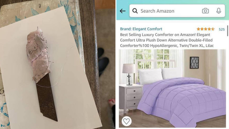 A mother from the US purchased a comforter from Amazon for her daughter and found a blade sewn inside. Source: Facebook