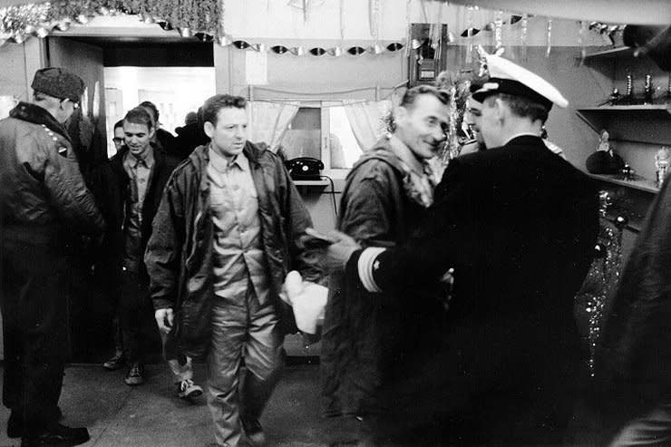 On January 23, 1968, the USS Pueblo, crew pictured upon their release, was seized in the Sea of Japan by North Korea, which alleged the ship was on a spy mission. File Photo courtesy of the Navy