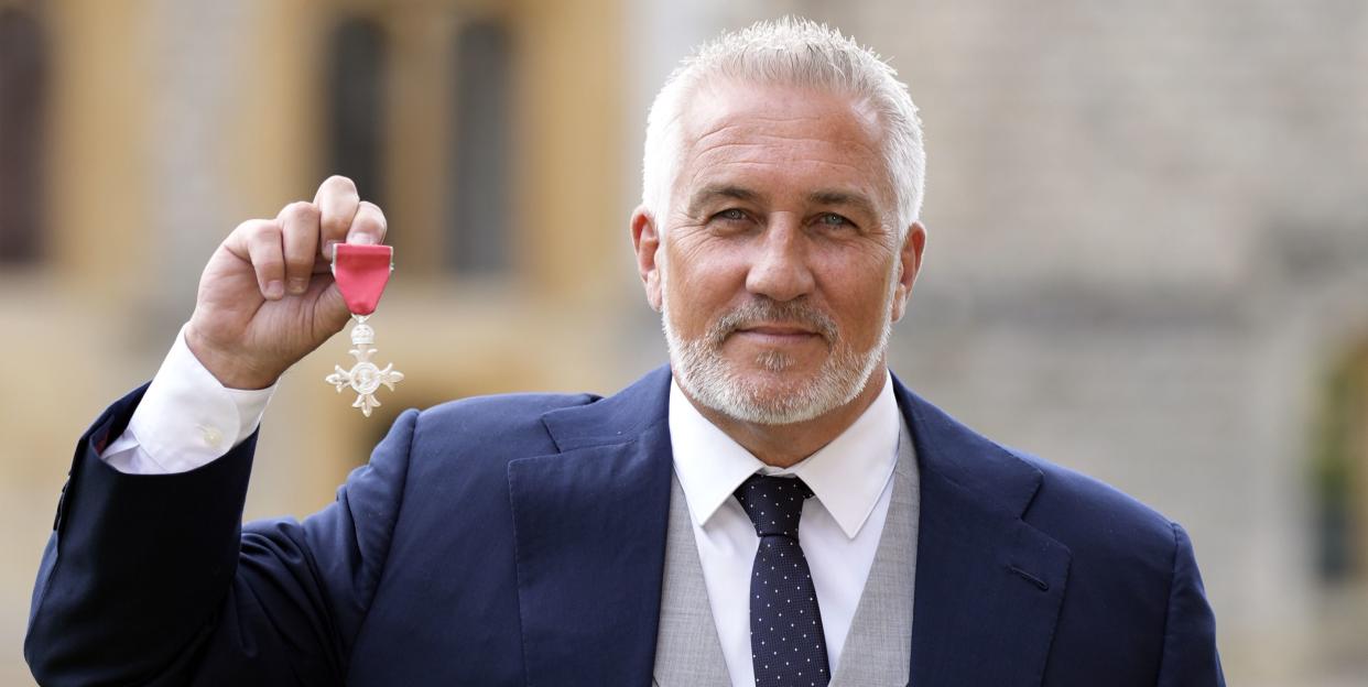 paul hollywood after being made a member of the order of the british empire mbe at an investiture ceremony at windsor castle