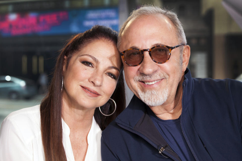 FILE - In this July 9, 2018 file photo, Gloria and Emilio Estefan pose for a portrait at BiteSize Studio in Los Angeles. The Estefans will receive the Library of Congress Gershwin Prize for Popular Song in May. They are the first married couple and musicians-songwriters of Hispanic descent to receive the honor. (Photo by Rebecca Cabage/Invision/AP, File)