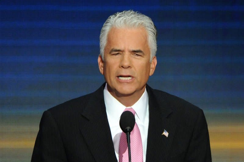 Sen. John Ensign, R-Nev., addresses the delegates on the last day of the Republican National Convention in St. Paul, Minn., on September 4, 2008. On April 21, 2011 he resigned his U.S. Senate seat amid a budding ethics scandal. File Photo by Roger L. Wollenberg/UPI