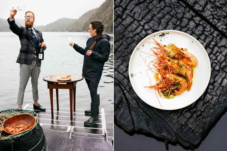 <p>Jeremy Koreski</p> Nimmo Bayâ€™s sommelier Kyle Gartlan-Close and chef LinnÃ©a LeTourneau; Charcoal-grilled spot prawns