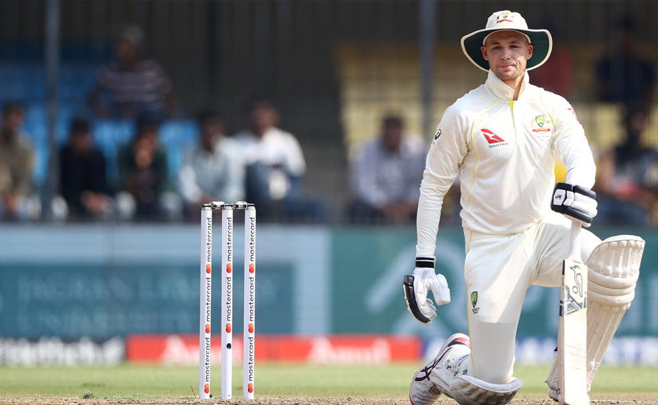 Peter Handscomb, pictured here in action for Australia in the third Test against India.