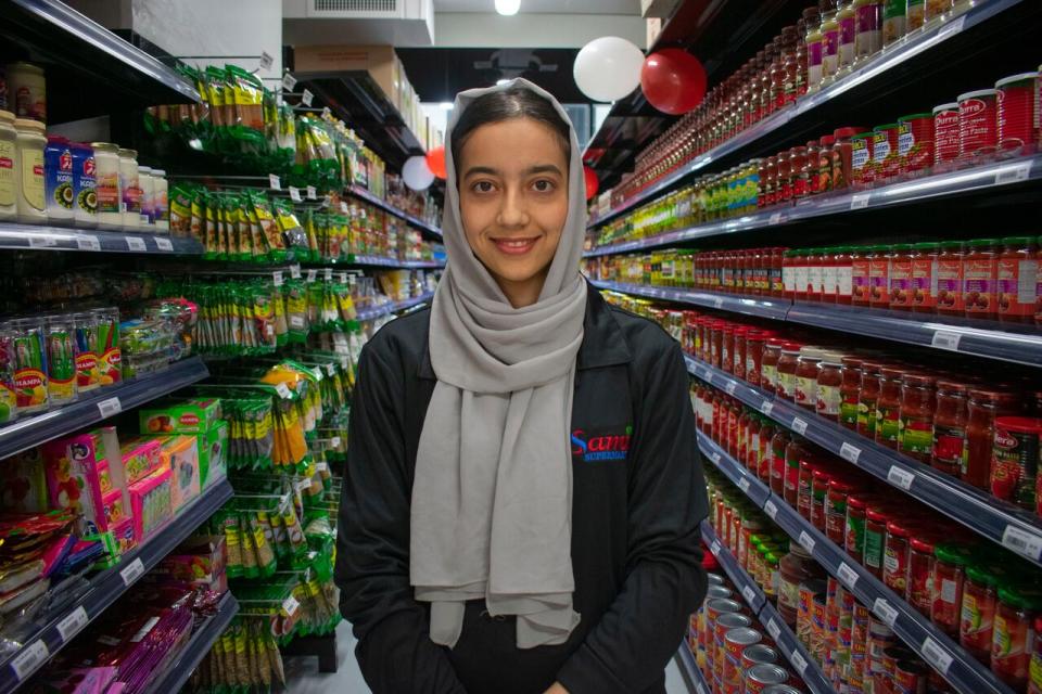 Zohra Karimi is one of the employees at Samir's Supermarket. She said this job is her first in Canada after spending months looking for work as a newcomer.