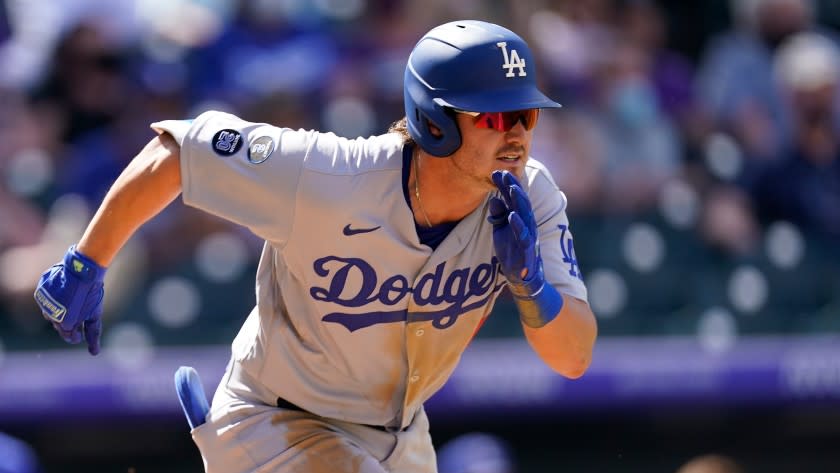 Los Angeles Dodgers second baseman Zach McKinstry (8) in the sixth inning of a baseball game Sunday.
