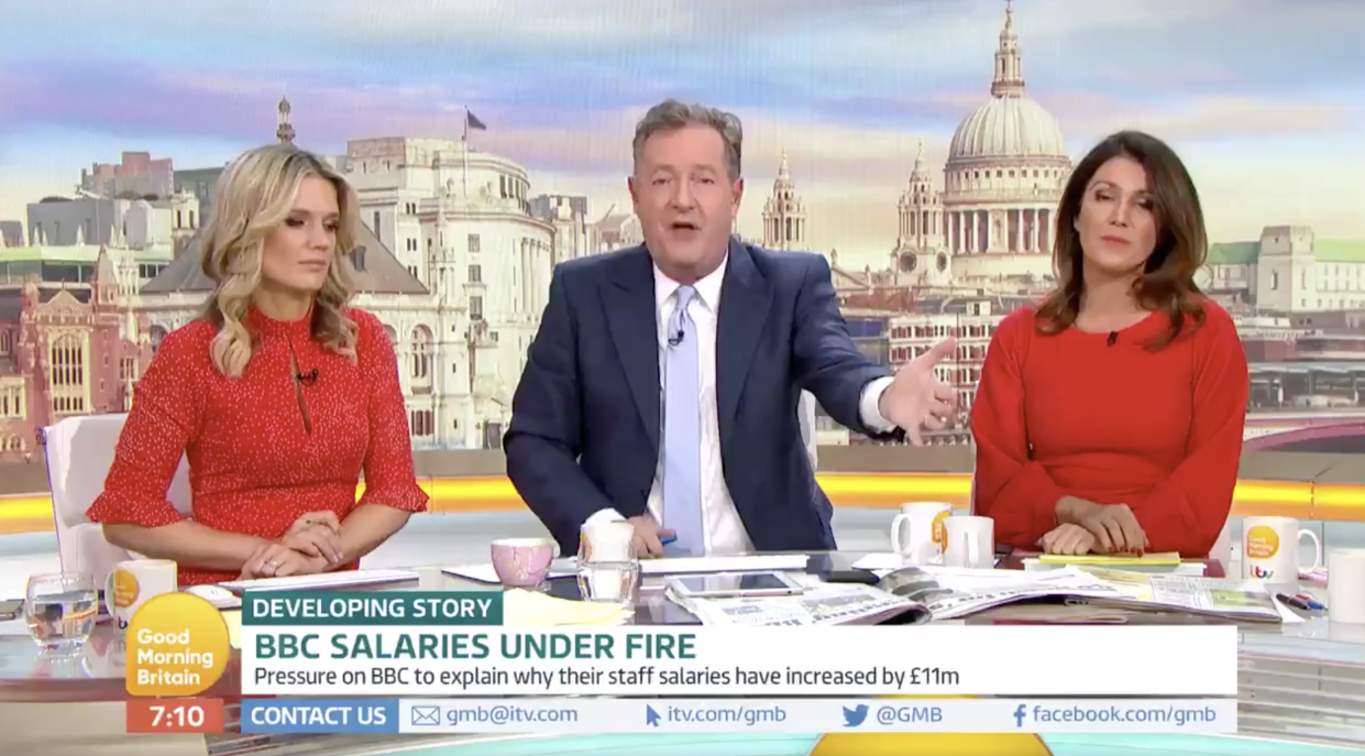 Charlotte Hawkins, Piers Morgan and Susanna Reid on Good Morning Britain (ITV)