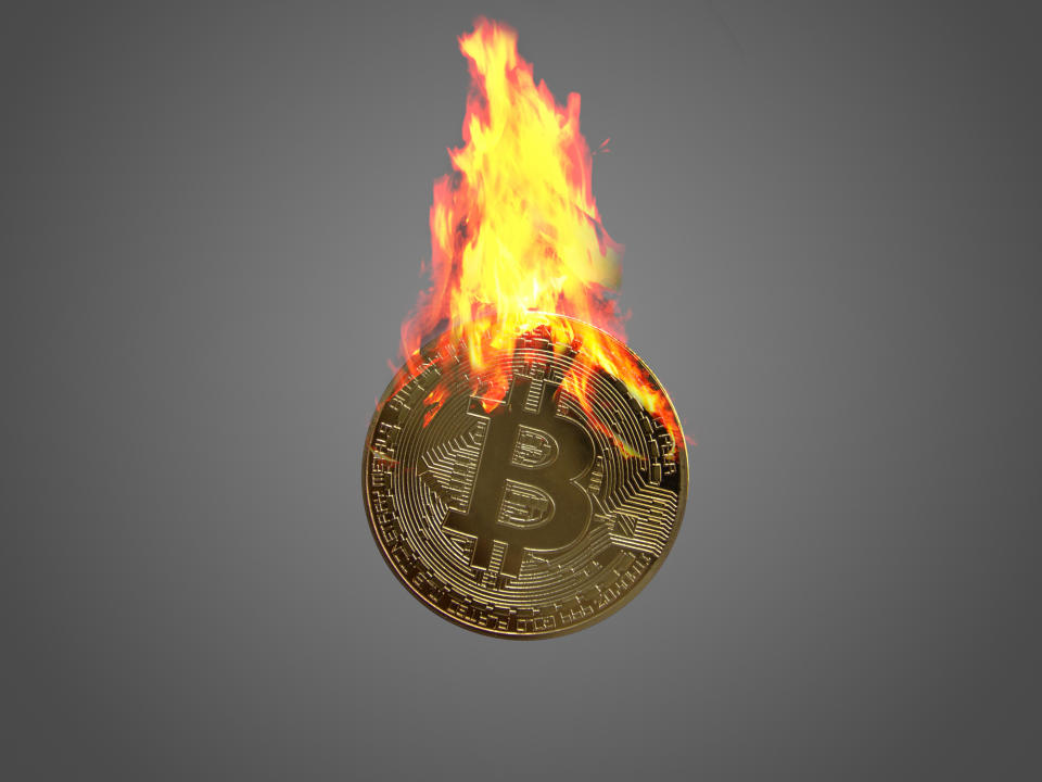 Image of Bitcoin coin burning