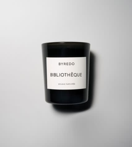 <p><a href="https://www.byredo.com/us_en/bibliotheque-candle-70g" rel="nofollow noopener" target="_blank" data-ylk="slk:Shop Now;elm:context_link;itc:0;sec:content-canvas" class="link ">Shop Now</a></p><p>Bibliothèque Candle</p><p>byredo.com</p><p>$45.00</p>