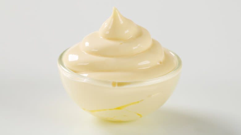 swirled mayonnaise in bowl