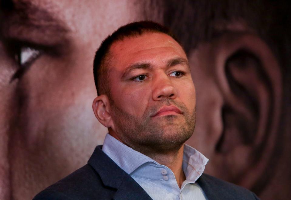 Bulgaria's Kubrat Pulev is seen during a press conference at the Principality Stadium in Cardiff on September 11, 2017 during an event to promote his heavyweight world title boxing match against champion Britain's Anthony Joshua.  Britain's Anthony Joshua will defend his IBO, IBF and WBA world heavyweight titles against Bulgaria's Kubrat Pulev at Cardiff's Principality Stadium on October 28.  / AFP PHOTO / Geoff CADDICK        (Photo credit should read GEOFF CADDICK/AFP/Getty Images)