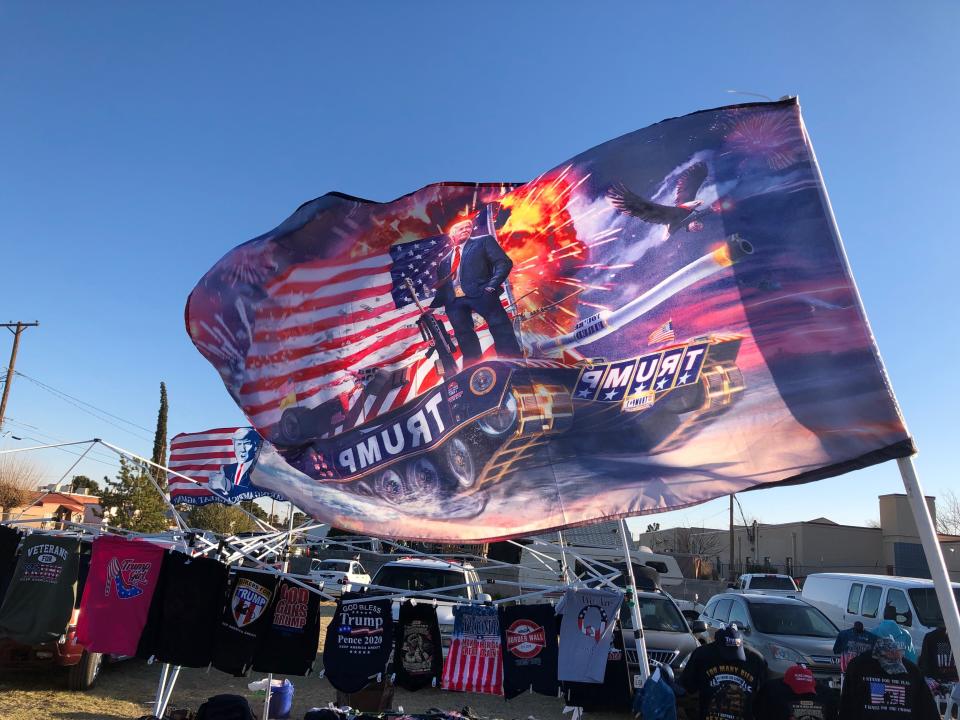 Trump merchandise for sale at the rally. (Photo: Christopher Mathias / HuffPost )