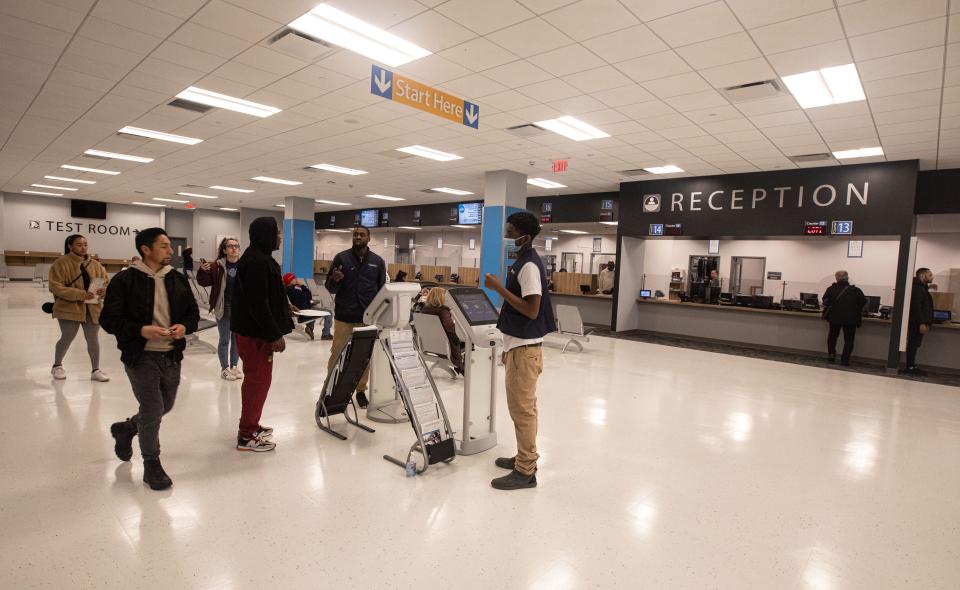 The new Department of Motor Vehicles office in White Plains opened on Monday. The new DMV office, photographed Jan. 23, 2023, is located on the ground floor of The Source shopping center on Maple Ave. at Bloomingdale Rd, near Whole Foods and The Cheesecake Factory restaurant. 