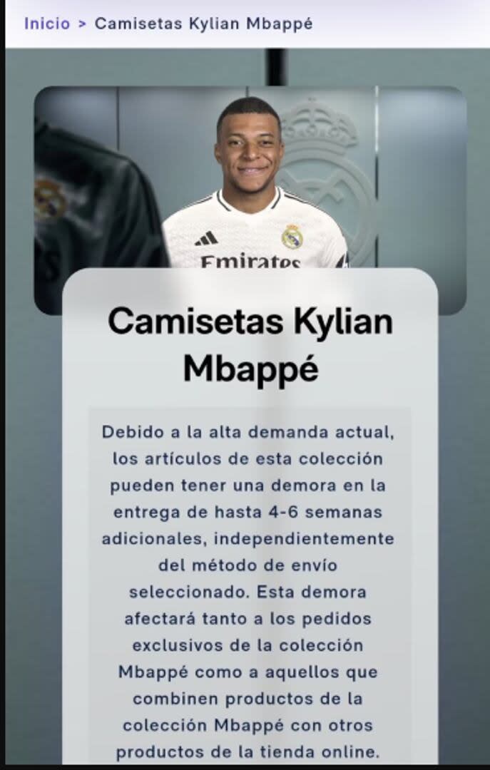 El anuncio de Real Madrid ante la alta demanda por la camiseta de Mbappé