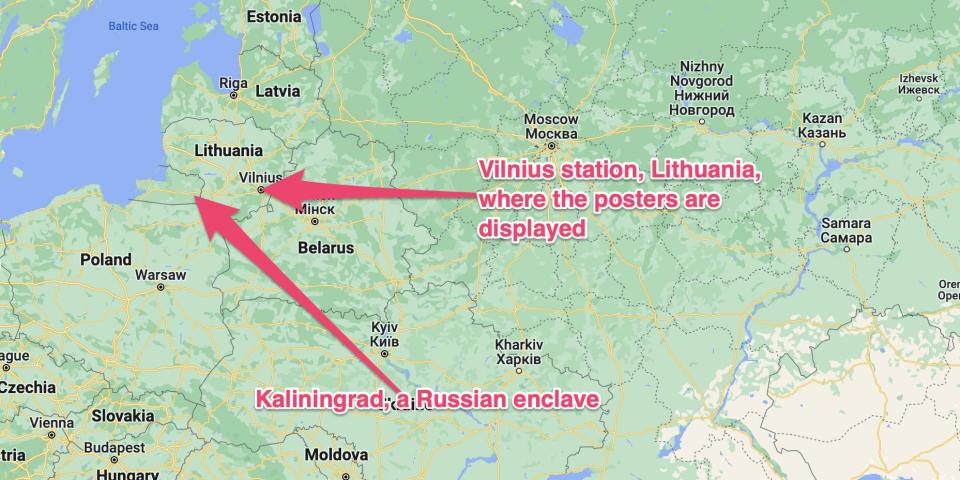 A map showing the location of Kaliningrad, a Russian enclave next to Lithuania and Poland