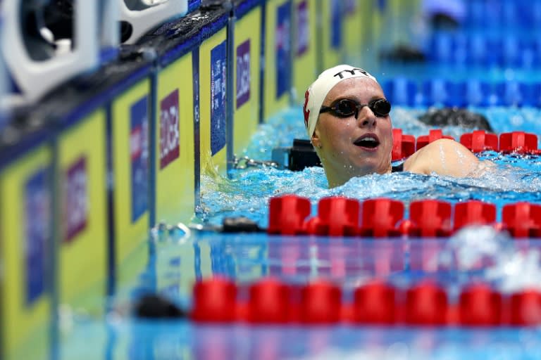 Lilly King reacts after winning the 100m breaststroke at the US Olympic swimming trials (Maddie Meyer)