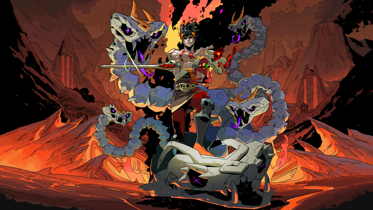  Best single-player games – Hades protagonist zagreus surrounded by the many heads of the Hydra. 