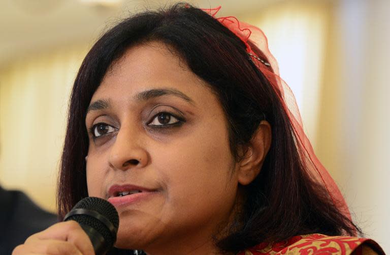 Maldives Foreign Minister Dunya Maumoon addresses a press conference in Colombo on March 16, 2015