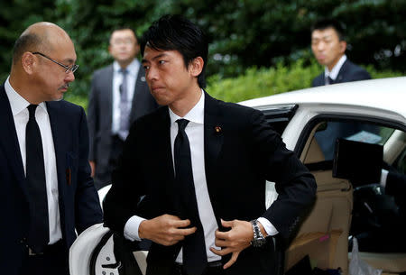 Shinjiro Koizumi, a Japanese lawmaker from the ruling Liberal Democratic Party and son of former Prime Minister Junichiro Koizumi, arrives to visit the Yasukuni Shrine in Tokyo, Japan, August 15, 2017, to mark the 72nd anniversary of Japan's surrender in World War Two. REUTERS/Issei Kato