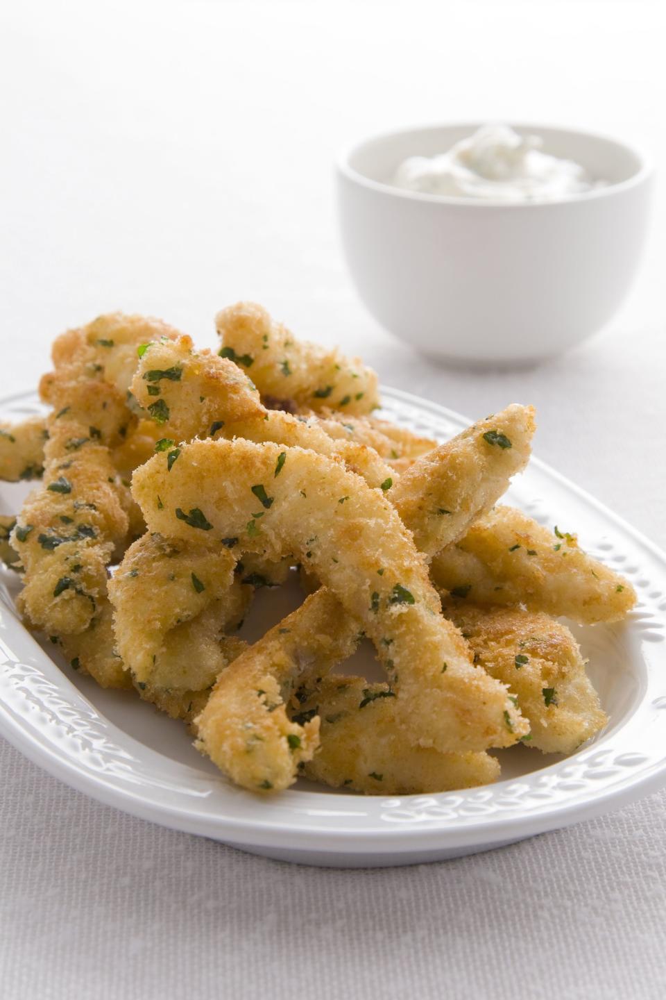 Crunchy Fish Sticks and Smashed Potatoes