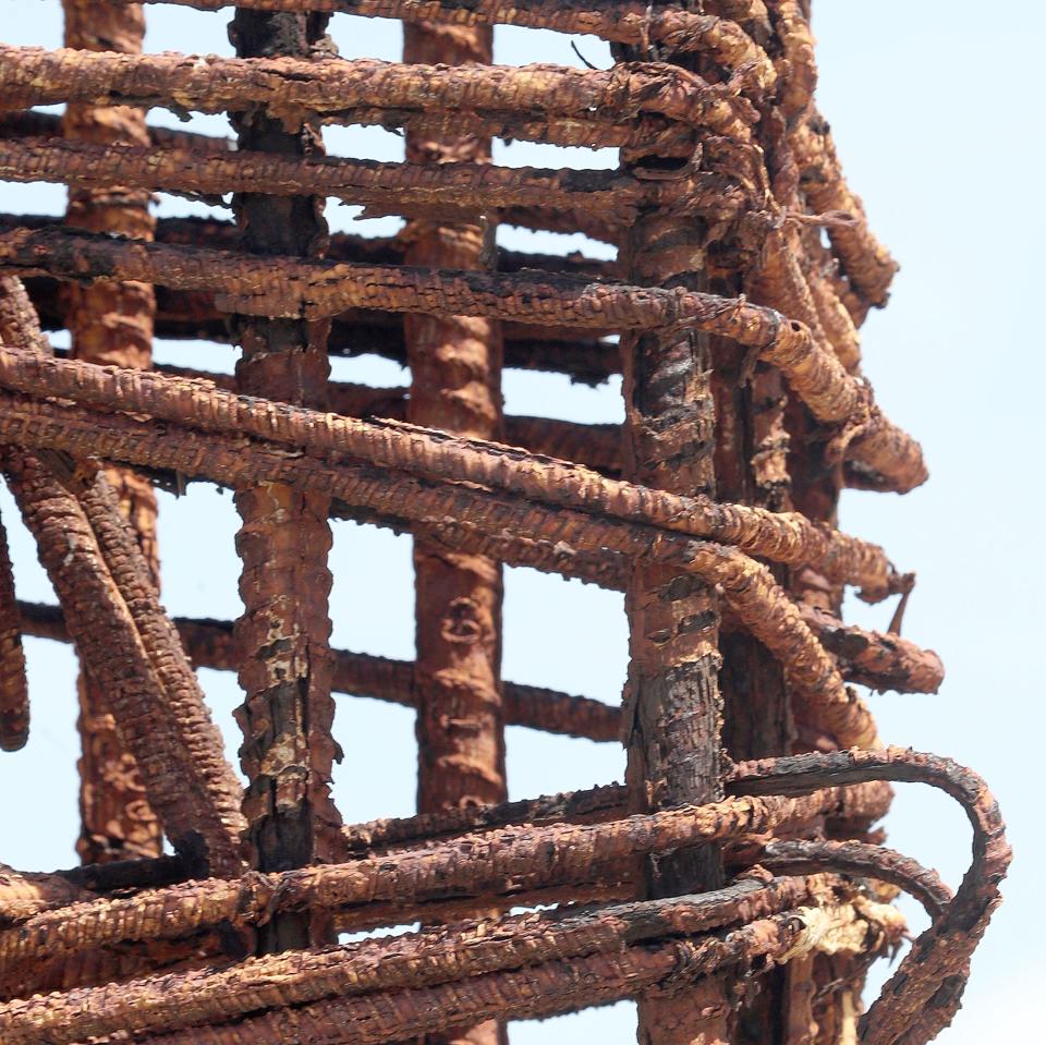 Rusted rebar on the Protogroup condo tower site in Daytona Beach as it appeared in March.
