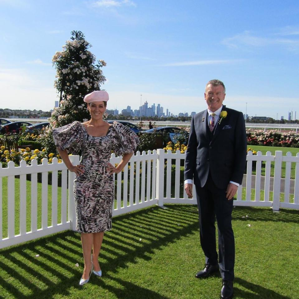 Channel 10's Melbourne Cup coverage host Gorgi Coghlan stepped out in a Jason Grech dress. Photo: Instagram/gorgicoghlan.