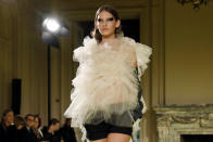 The Vera Wang collection is modeled during Fashion Week in New York, Tuesday, Feb. 11, 2020. (AP Photo/Richard Drew)