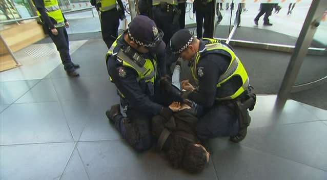 Several student arrests during pro-Palestinian rally in Melbourne's CBD. Photo: 7News