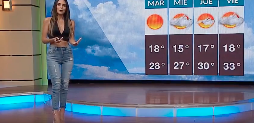 A stunning weather presenter has sent the internet into a spin, raising temperatures while she's at it. Source: Youtube