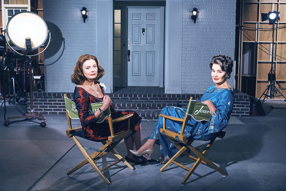 Susan Sarandon as Bette Davis, Jessica Lange as Joan Crawford