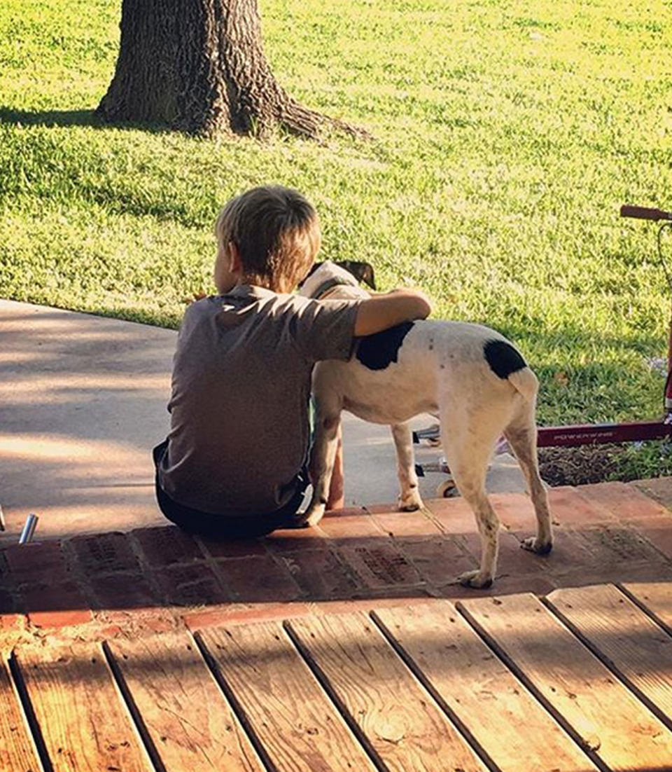 <p>The Waco, Texas-based couple have a love for animals that fully extends to their children. "A boy and his dog. <a rel="nofollow noopener" href="https://www.instagram.com/explore/tags/dukeman/" target="_blank" data-ylk="slk:#dukeman;elm:context_link;itc:0;sec:content-canvas" class="link ">#dukeman</a> <a rel="nofollow noopener" href="https://www.instagram.com/explore/tags/rover/" target="_blank" data-ylk="slk:#rover;elm:context_link;itc:0;sec:content-canvas" class="link ">#rover</a>," Joanna wrote to accompany a photo capturing <a rel="nofollow noopener" href="https://www.instagram.com/p/BKkBRkQAKn1/" target="_blank" data-ylk="slk:a tender embrace;elm:context_link;itc:0;sec:content-canvas" class="link ">a tender embrace</a> between her younger son and their pup.</p>