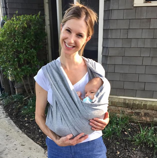 The author with one of her sons.