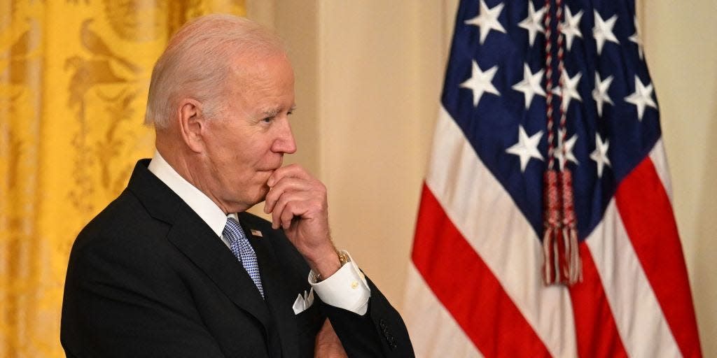 US President Joe Biden looks on prior to a signing ceremony in the East Room of the White House in Washington, DC, on May 25, 2022.