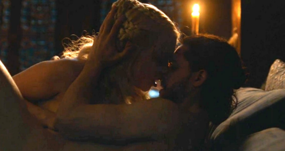 Another popular theory suggests Daenerys will fall pregnant with Jon Snow's baby after their steamy night in bed together. Source: HBO