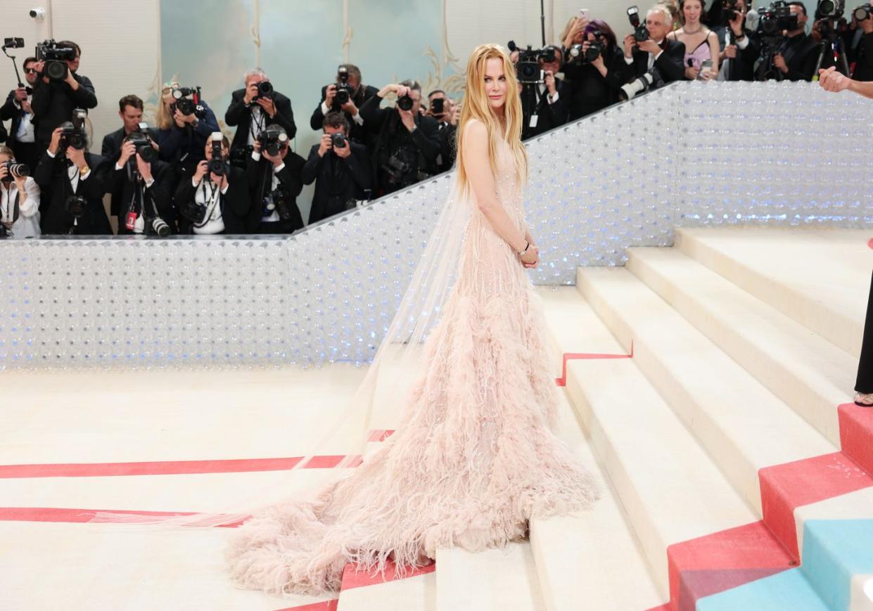 nicole kidman at the 2023 met gala karl lagerfeld a line of beauty held at the metropolitan museum of art on may 1, 2023 in new york, new york photo by christopher polkwwd via getty images